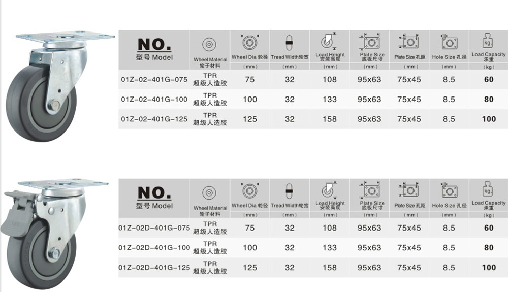 醫療鍍鉻絲桿活動腳輪參數